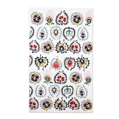 Alternate image for Chain-Stitched Cotton Wall Hanging Handcrafted in India Blooms of Kashmir II