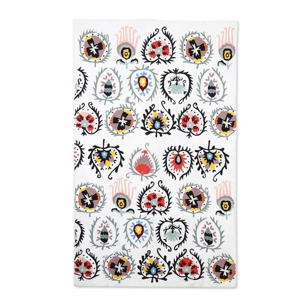 Alternate image for Chain-Stitched Cotton Wall Hanging Handcrafted in India Blooms of Kashmir II