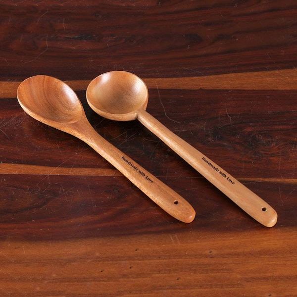 Alternate image for Artisan-Made Neem Wood Spoon and Ladle Set Made in India Handmade with Love