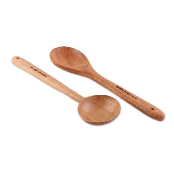 Alternate image for Artisan-Made Neem Wood Spoon and Ladle Set Made in India Handmade with Love