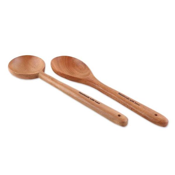Alternate image for Artisan-Made Neem Wood Spoon and Ladle Set Made in India Handmade with Love
