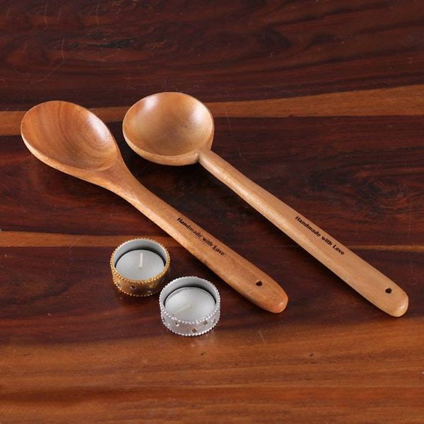 Alternate image for Artisan-Made Neem Wood Spoon and Ladle Set Made in India Handmade with Love
