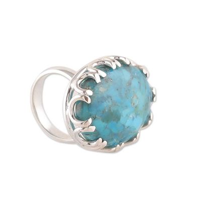 Alternate image for Reconstituted Turquoise Sterling Silver Cocktail Ring Vibrant Pool