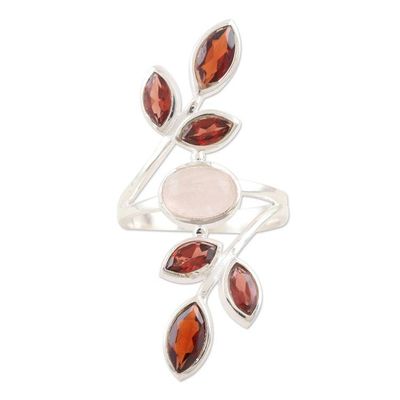 Primary image for Garnet and Rose Quartz Cocktail Ring Passion Tree