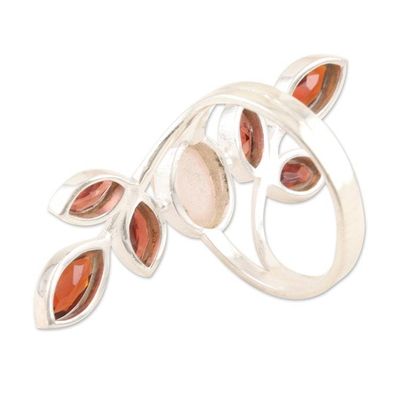 Alternate image for Garnet and Rose Quartz Cocktail Ring Passion Tree