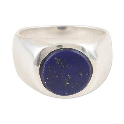 Alternate image for Sterling Silver Domed Ring with Lapis Lazuli Cabochon Intuition Moon