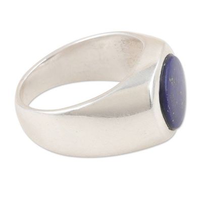 Alternate image for Sterling Silver Domed Ring with Lapis Lazuli Cabochon Intuition Moon