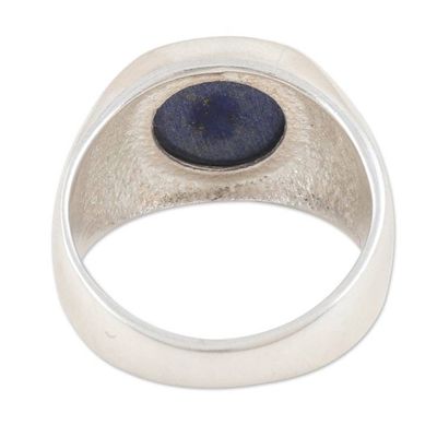 Alternate image for Sterling Silver Domed Ring with Lapis Lazuli Cabochon Intuition Moon