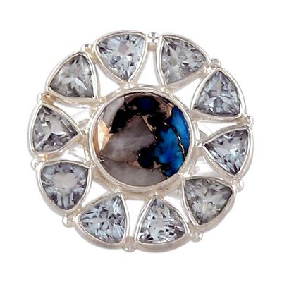 Alternate image for Blue Topaz and Composite Turquoise Cocktail Ring from India Ethereal Sun