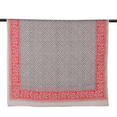 Alternate image for Geometric Vine-Patterned Hand-Block Printed Cotton Sarong Enchanting Geometry