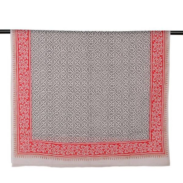 Alternate image for Geometric Vine-Patterned Hand-Block Printed Cotton Sarong Enchanting Geometry