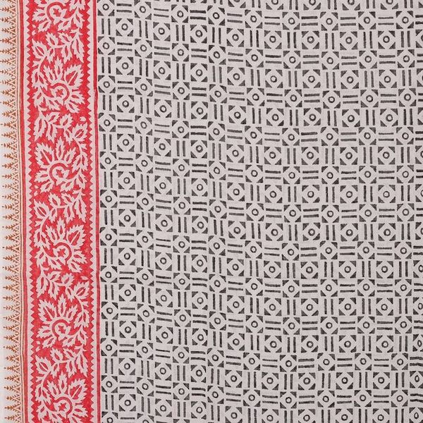 Alternate image for Geometric Vine-Patterned Hand-Block Printed Cotton Sarong Enchanting Geometry