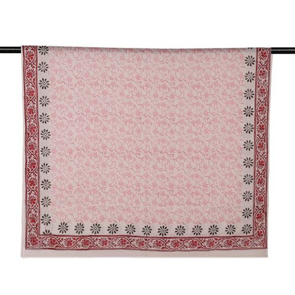 Alternate image for Cotton Sarong with Hand-Block Printed Floral and Vine Motifs Garden of Joy