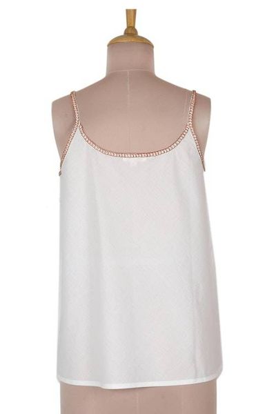 Alternate image for Cotton Camisole-Style Embroidered Tank Top Summer Blooms in Russet
