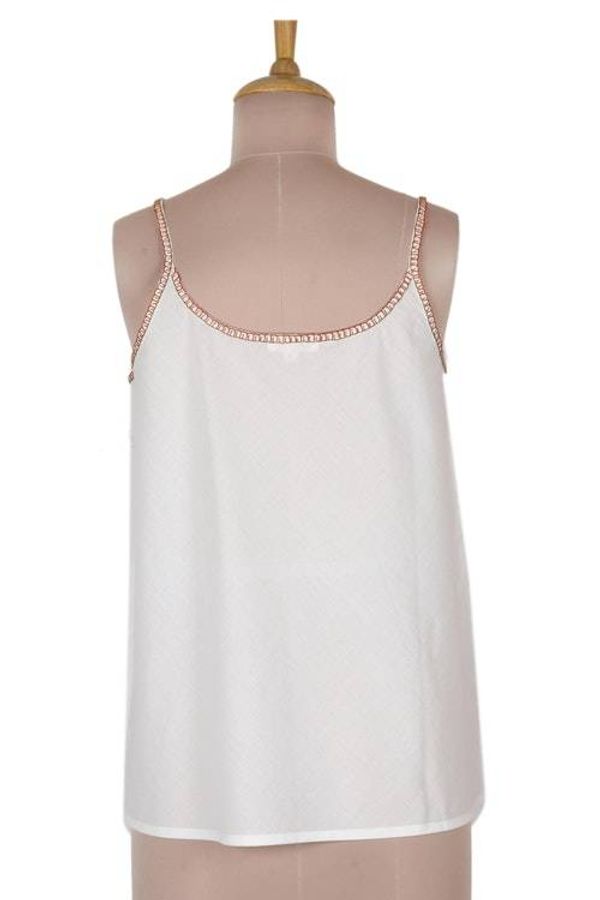 Alternate image for Cotton Camisole-Style Embroidered Tank Top Summer Blooms in Russet