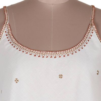 Alternate image for Cotton Camisole-Style Embroidered Tank Top Summer Blooms in Russet