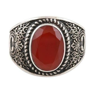 Alternate image for Mens Sterling Silver and Red Onyx Cocktail Ring Falling in Red