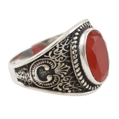 Alternate image for Mens Sterling Silver and Red Onyx Cocktail Ring Falling in Red