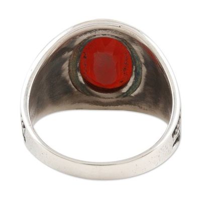 Alternate image for Mens Sterling Silver and Red Onyx Cocktail Ring Falling in Red
