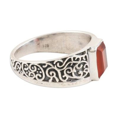 Alternate image for Mens Red Onyx and Sterling Silver Cocktail Ring Red Glisten