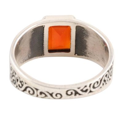 Alternate image for Mens Red Onyx and Sterling Silver Cocktail Ring Red Glisten