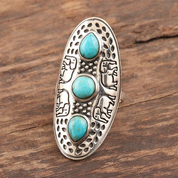 Alternate image for Elephant Motif Sterling Silver Cocktail RIng Agra Elephants