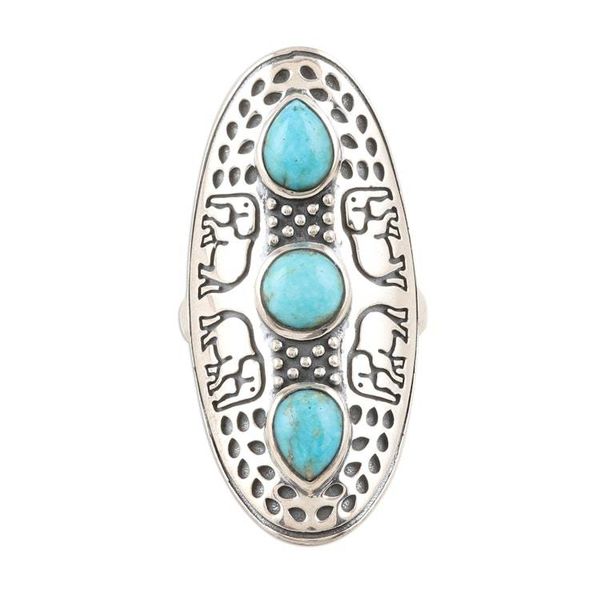 Alternate image for Elephant Motif Sterling Silver Cocktail RIng Agra Elephants