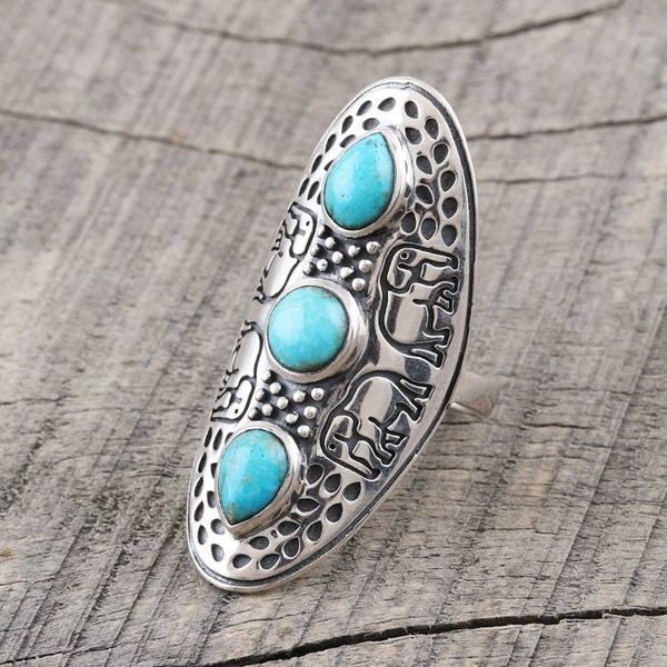Alternate image for Elephant Motif Sterling Silver Cocktail RIng Agra Elephants