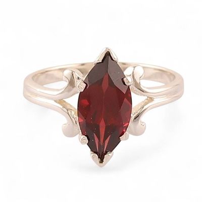 Alternate image for Silver Cocktail Ring with Marquise-Shaped Garnet Stone Fiery Sparkle