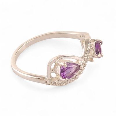 Alternate image for Infinity Symbol-Themed Amethyst Cubic Zirconia Silver Ring Violet Radiance