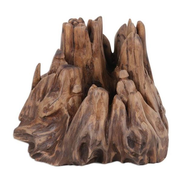 Alternate image for Abstract Sculpture Crafted in India From Reclaimed Teak Wood Strong Nature