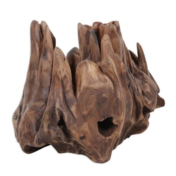 Alternate image for Abstract Sculpture Crafted in India From Reclaimed Teak Wood Strong Nature