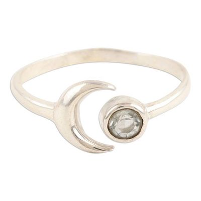 Alternate image for Moon Blue Topaz and Sterling Silver Wrap Ring from India Celestial Beauty in Azure