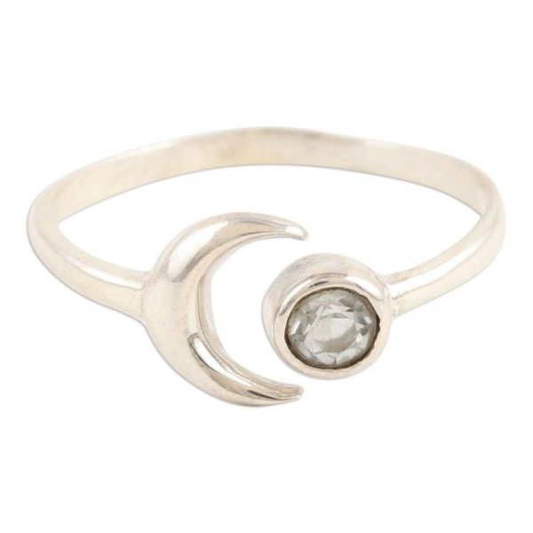 Alternate image for Moon Blue Topaz and Sterling Silver Wrap Ring from India Celestial Beauty in Azure