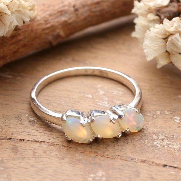 Alternate image for 2-Carat Opal Sterling Silver Multi-Stone Ring from India Luminous Trio