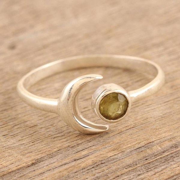 Alternate image for Moon Peridot and Sterling Silver Wrap Ring from India Celestial Beauty in Green