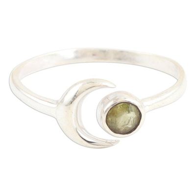 Alternate image for Moon Peridot and Sterling Silver Wrap Ring from India Celestial Beauty in Green