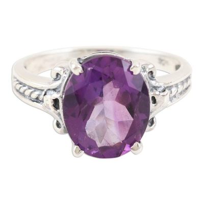 Alternate image for Hand Crafted Amethyst and Sterling Silver Cocktail Ring Lyrical Lavender
