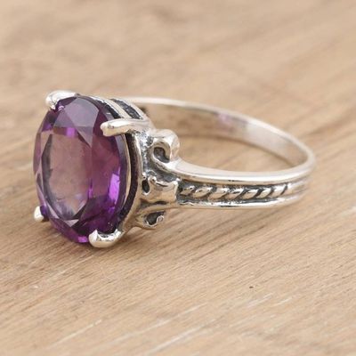 Alternate image for Hand Crafted Amethyst and Sterling Silver Cocktail Ring Lyrical Lavender