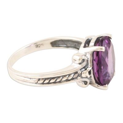 Alternate image for Hand Crafted Amethyst and Sterling Silver Cocktail Ring Lyrical Lavender