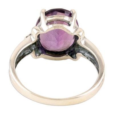 Alternate image for Hand Crafted Amethyst and Sterling Silver Cocktail Ring Lyrical Lavender