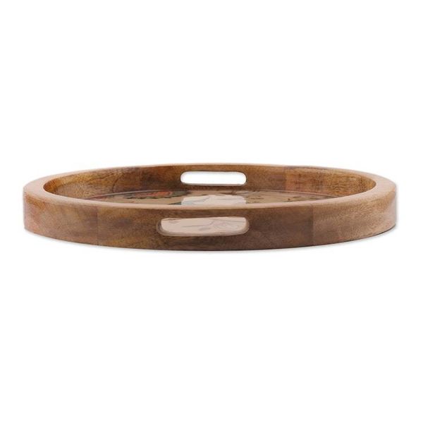 Alternate image for Sylvan-Themed Resin-Coated Mango Wood Tray Made in India Refined Mother Nature