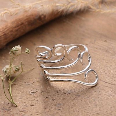 Primary image for Polished Wind-Themed Sterling Silver Band Ring from India Winds from Heaven