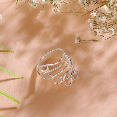 Alternate image for Polished Wind-Themed Sterling Silver Band Ring from India Winds from Heaven