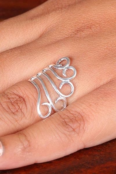 Alternate image for Polished Wind-Themed Sterling Silver Band Ring from India Winds from Heaven