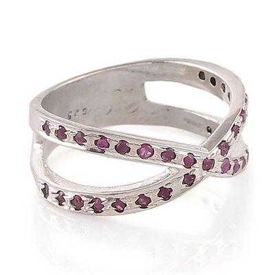 Alternate image for Crisscross Silver Band Ring with Pav-Set Ruby Gemstones Faithful Constellations