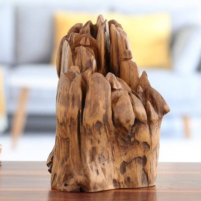 Primary image for Handcrafted Eco-Friendly Haldu Wood Sculpture from India Reverence to Nature