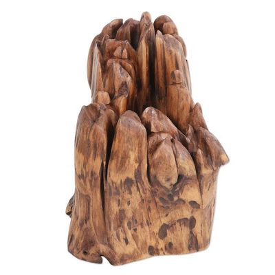 Alternate image for Handcrafted Eco-Friendly Haldu Wood Sculpture from India Reverence to Nature