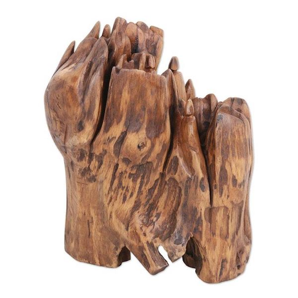 Alternate image for Handcrafted Eco-Friendly Haldu Wood Sculpture from India Reverence to Nature