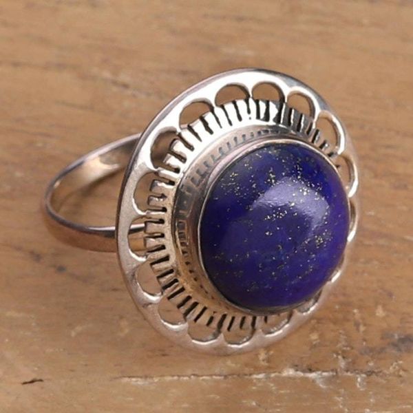 Alternate image for Classic Sterling Silver and Lapis Lazuli Jewel Cocktail Ring Royal Kiss